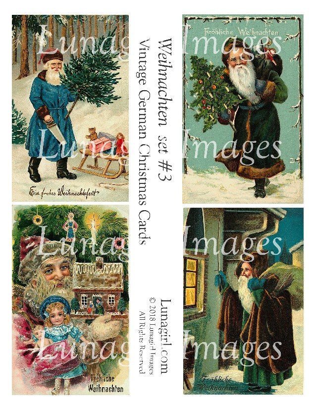 WEIHNACHTEN Set #3 Vintage German Christmas Cards - Lunagirl