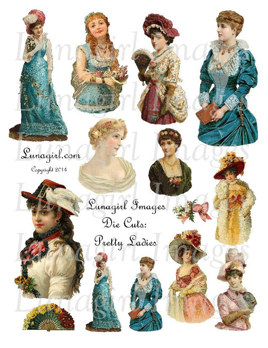 Die Cuts: Pretty Ladies Digital Collage Sheet - Lunagirl