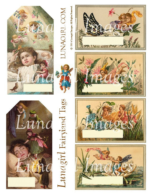 Fairyland Tags Digital Collage Sheet - Lunagirl