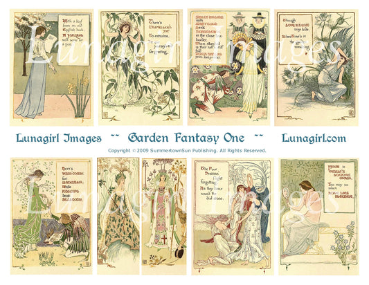 Garden Fantasy #1 Digital Collage Sheet - Lunagirl