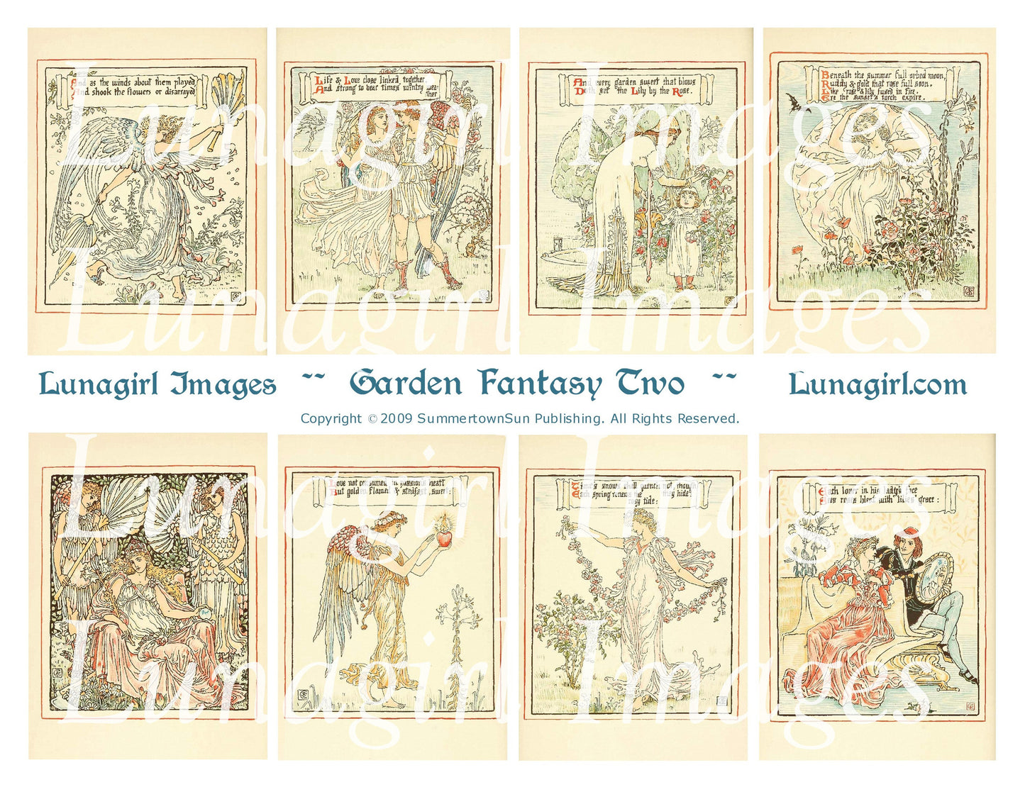 Garden Fantasy #2 Digital Collage Sheet - Lunagirl