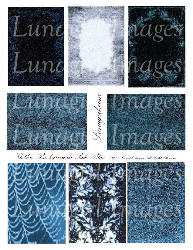 Gothic Backgrounds: Pale Blue Digital Collage Sheet - Lunagirl