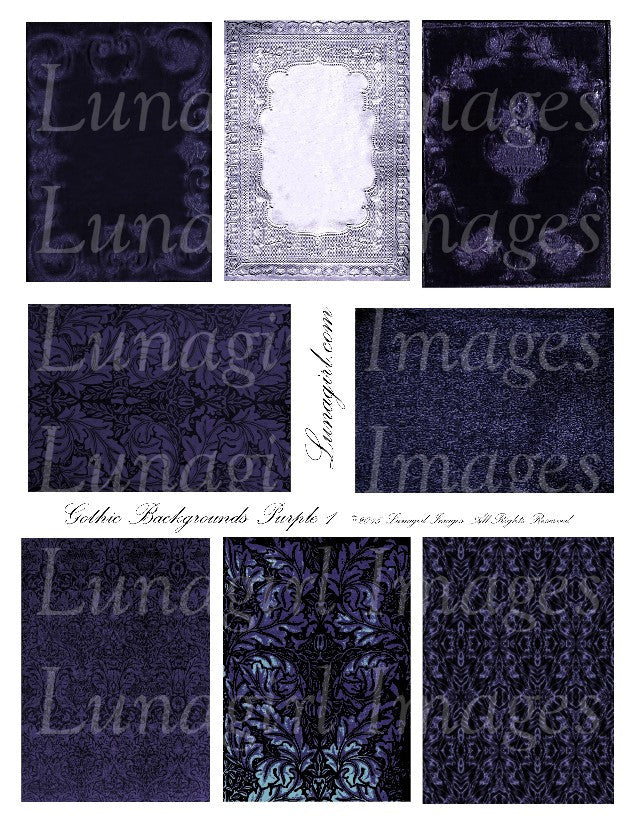 Gothic Backgrounds: Purple Digital Collage Sheet - Lunagirl