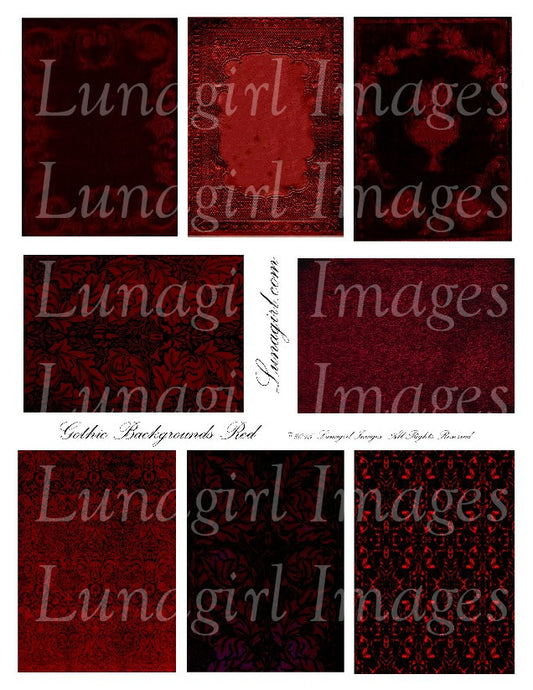 Gothic Backgrounds: Red Digital Collage Sheet - Lunagirl