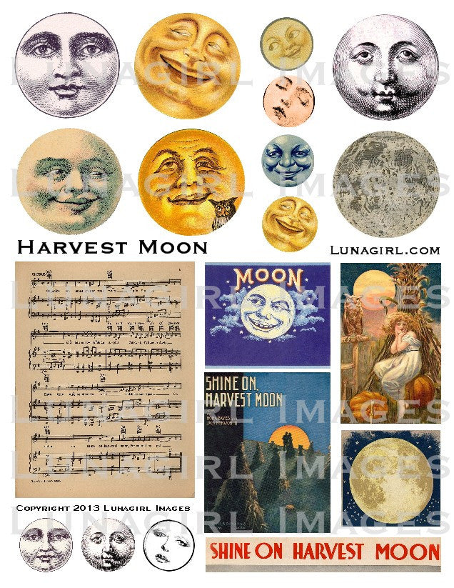 Harvest Moon Digital Collage Sheet - Lunagirl