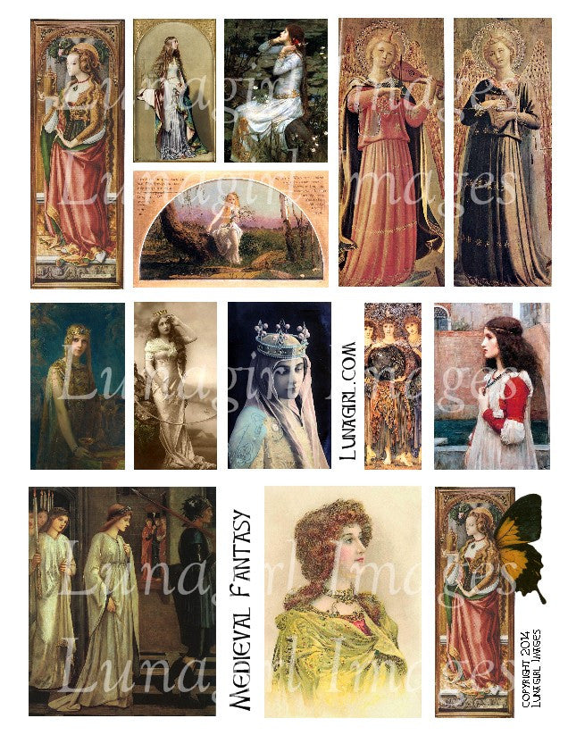 Medieval Fantasy Digital Collage Sheet - Lunagirl