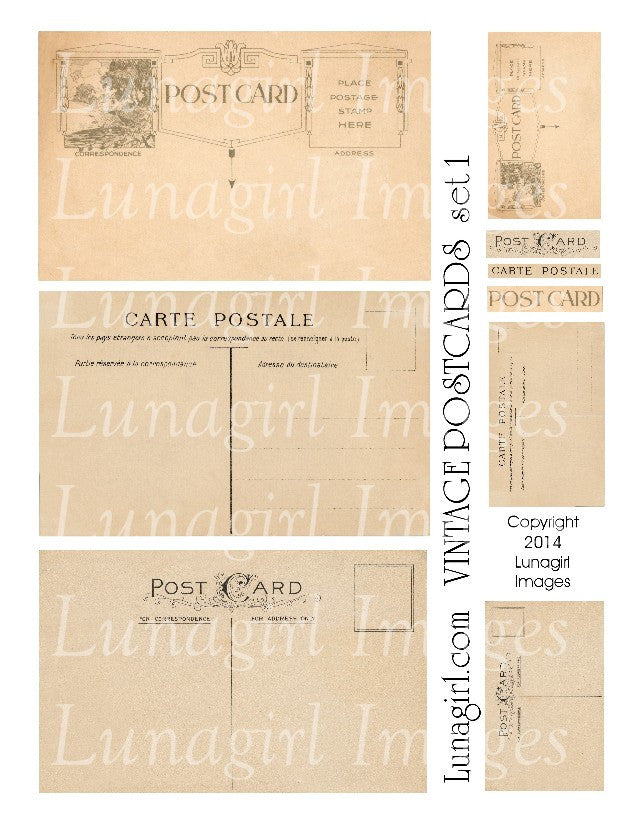 Digital Collage Sheets: Postcards Letters Stamps – Lunagirl