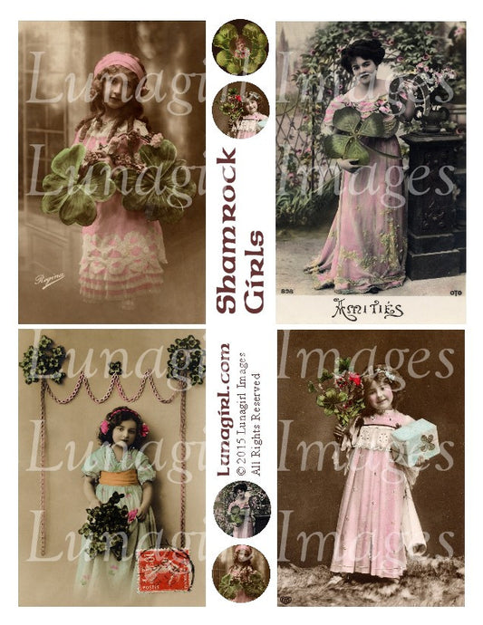 Shamrock Girls Digital Collage Sheet - Lunagirl