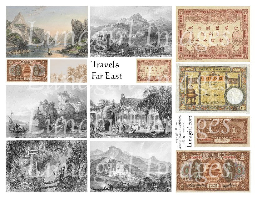 Travels Far East Digital Collage Sheet - Lunagirl