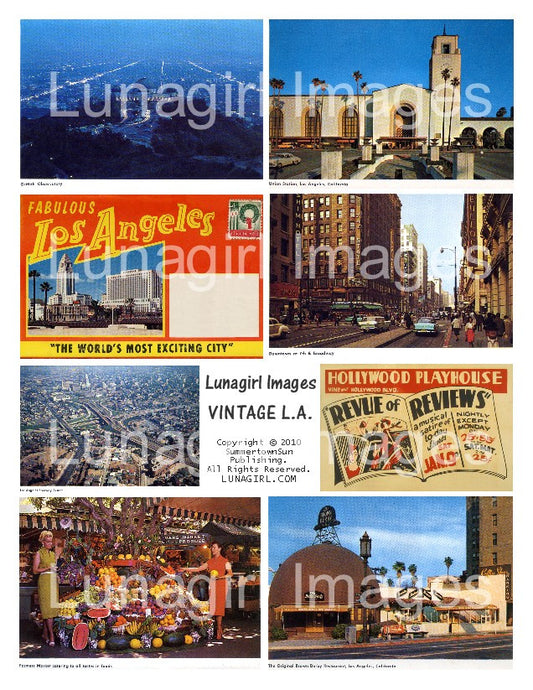 Vintage L.A. Digital Collage Sheet - Lunagirl