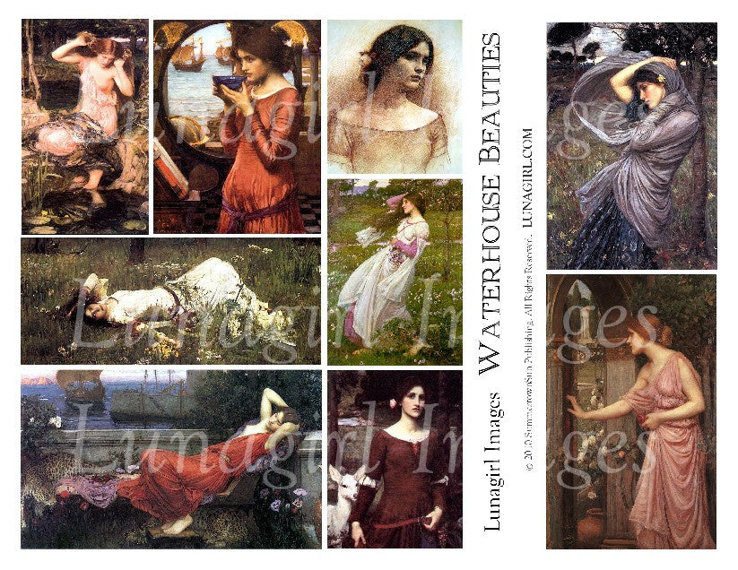 Waterhouse Beauties Digital Collage Sheet - Lunagirl