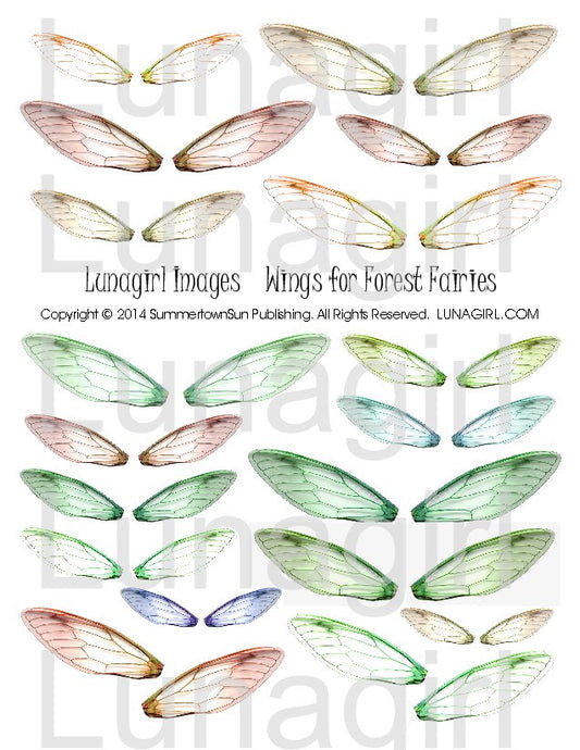 Wings for Forest Fairies Digital Collage Sheet - Lunagirl