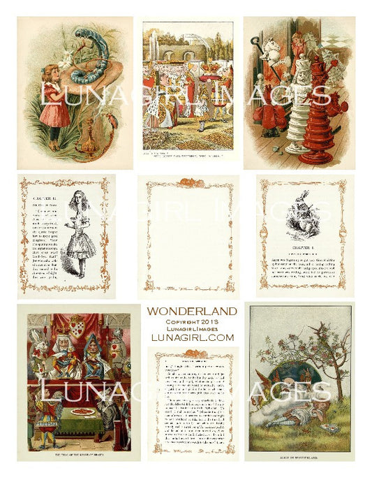 Wonderland (Vintage Alice) Digital Collage Sheet - Lunagirl
