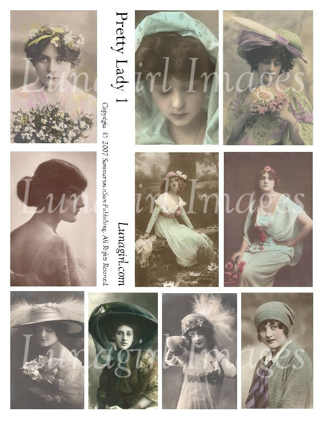 Pretty Lady #1 Digital Collage Sheet - Lunagirl