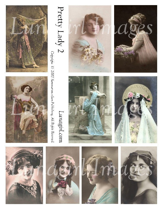 Pretty Lady #2 Digital Collage Sheet - Lunagirl