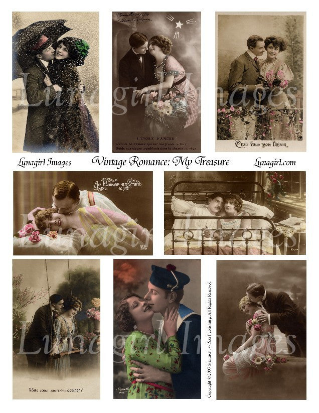Vintage Romance #1: My Treasure Digital Collage Sheet - Lunagirl