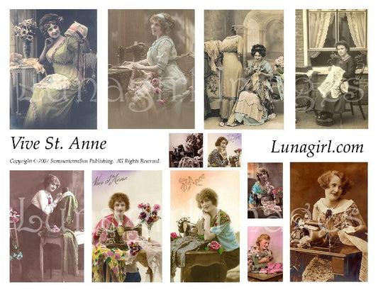 Vive St Anne Sewing Ladies Digital Collage Sheet - Lunagirl