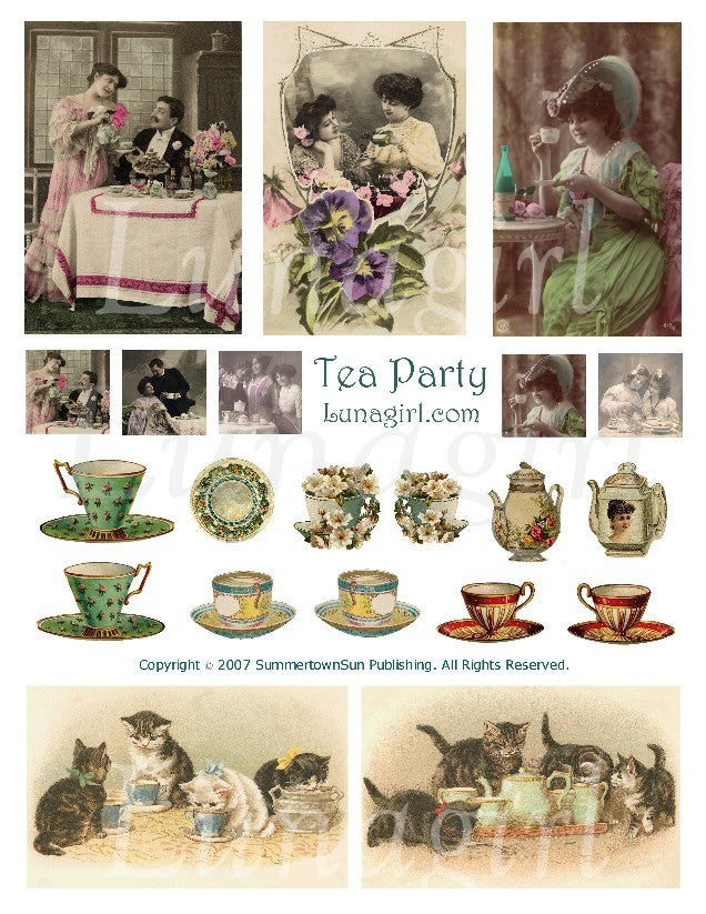 Tea Party Digital Collage Sheet - Lunagirl