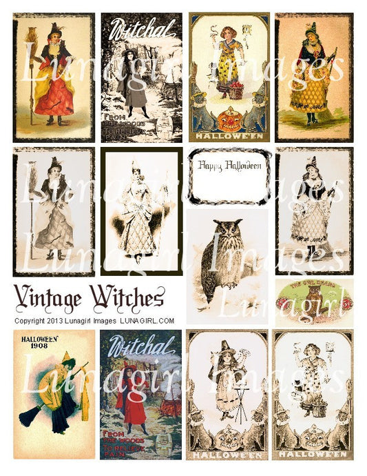 Vintage Witches Digital Collage Sheet - Lunagirl
