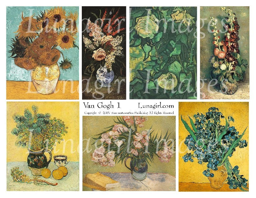 Van Gogh #1 (Flowers) Digital Collage Sheet - Lunagirl