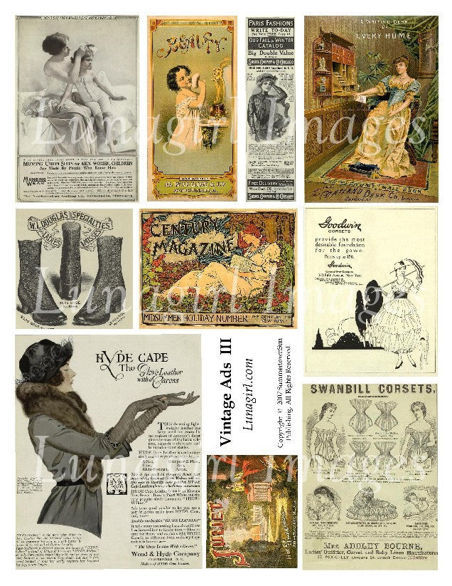 Vintage Ads #3 Digital Collage Sheet - Lunagirl