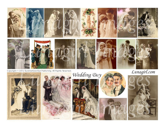 Wedding Day Digital Collage Sheet - Lunagirl
