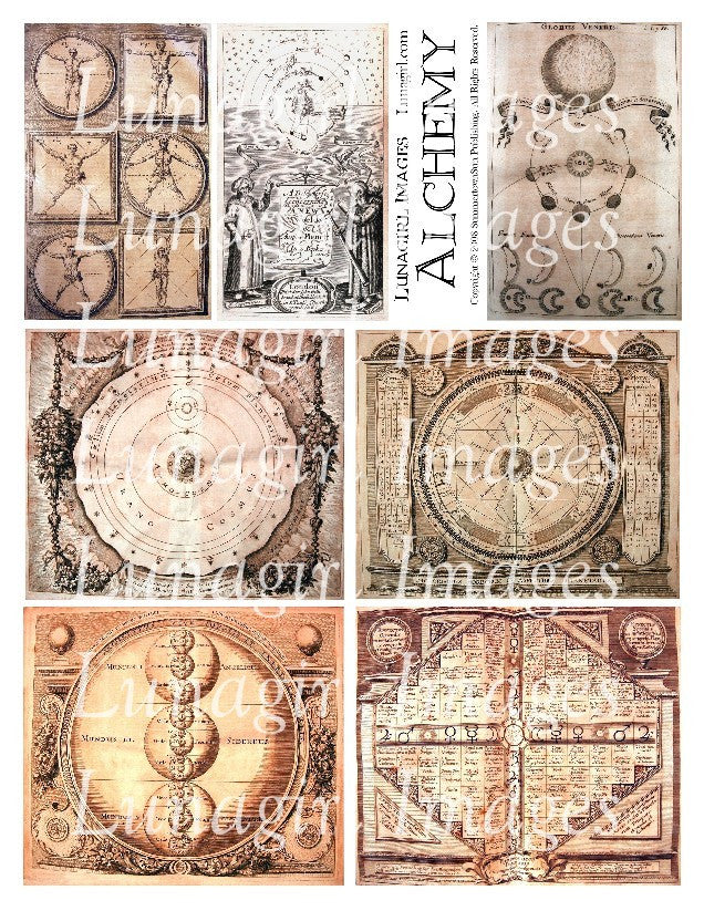 Alchemy 1 in Sepia Digital Collage Sheet - Lunagirl