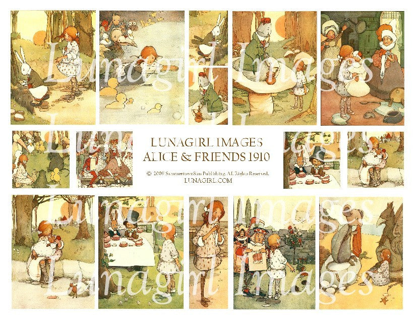 Alice & Friends 1910 Digital Collage Sheet - Lunagirl