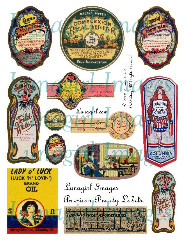 Collage Display Label Digital Collage Sheets: Tags Labels & Frames – Lunagirl