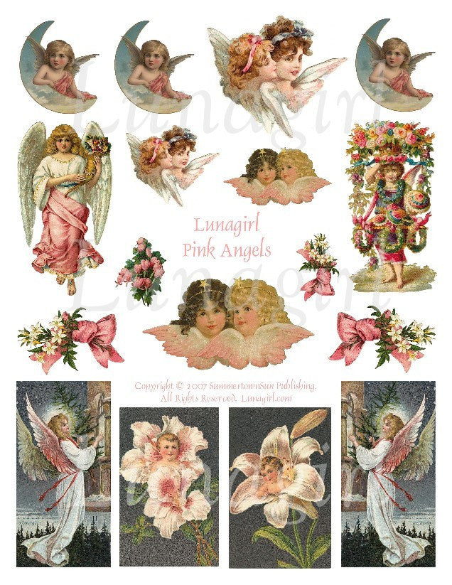 Pink Angels Digital Collage Sheet - Lunagirl