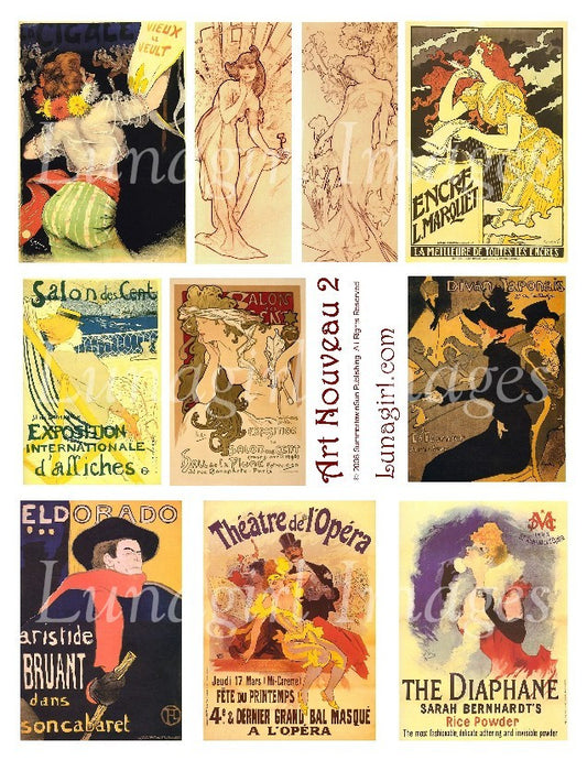 Art Nouveau 2 Digital Collage Sheet - Lunagirl