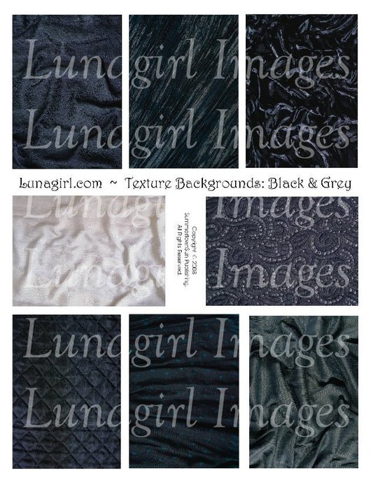 Textures: Black & Grey Digital Collage Sheet - Lunagirl