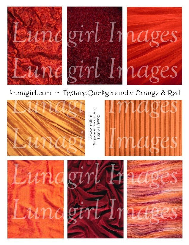 Textures: Orange & Red Digital Collage Sheet - Lunagirl
