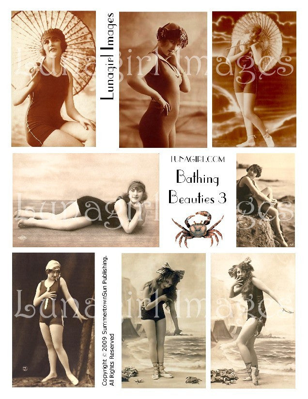 Bathing Beauties #3 Digital Collage Sheet - Lunagirl