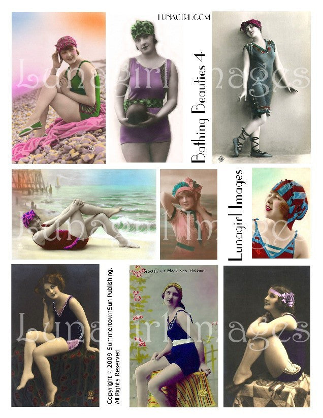 Bathing Beauties #4 Digital Collage Sheet - Lunagirl