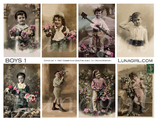 Victorian Boys Digital Collage Sheet - Lunagirl
