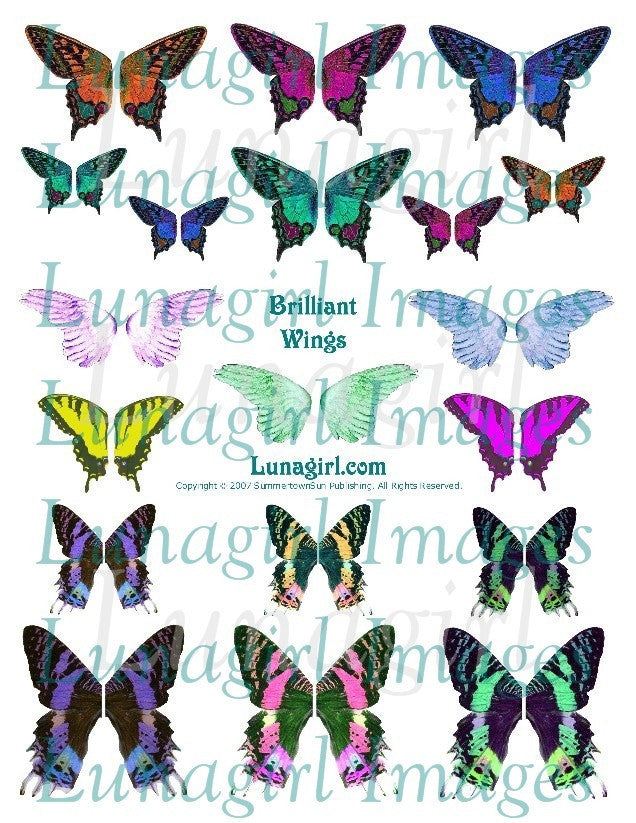 Brilliant Wings Digital Collage Sheet - Lunagirl
