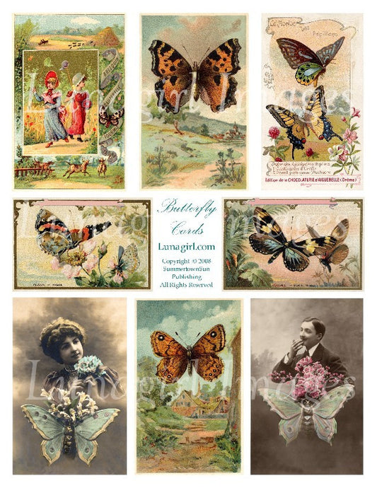 Butterfly Cards Digital Collage Sheet - Lunagirl