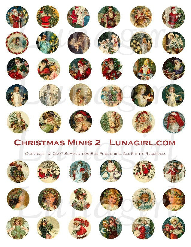 Christmas Minis 2 (1" Circles) Digital Collage Sheet - Lunagirl