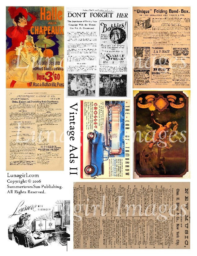 Vintage Ads #2 Digital Collage Sheet - Lunagirl