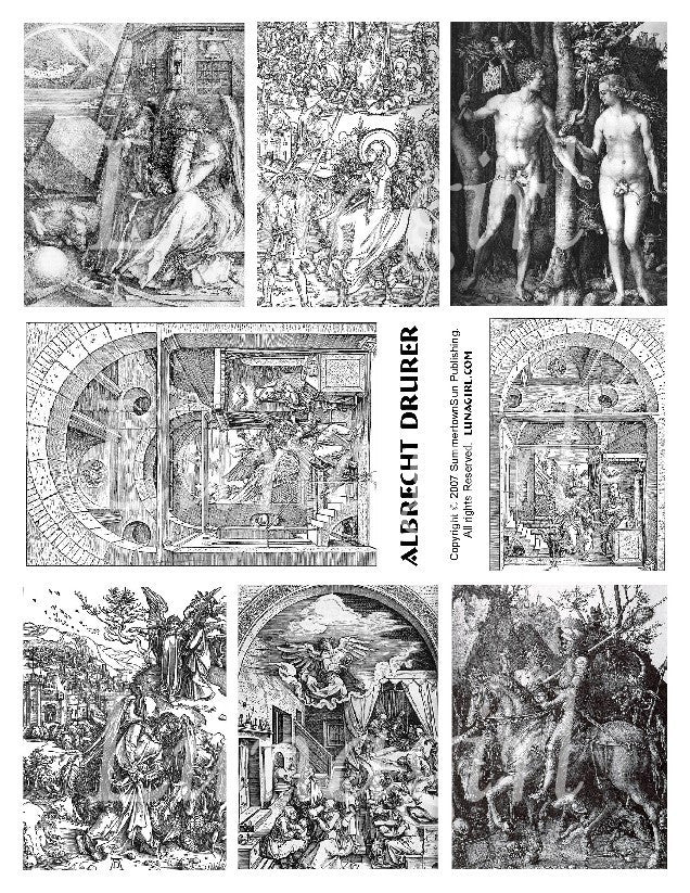 Albrecht Durer Engravings Digital Collage Sheet - Lunagirl