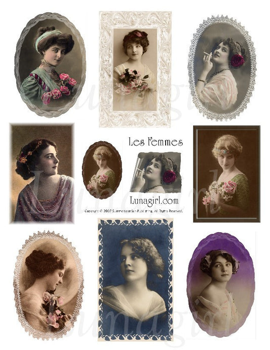 Les Femmes #1  Digital Collage Sheet - Lunagirl