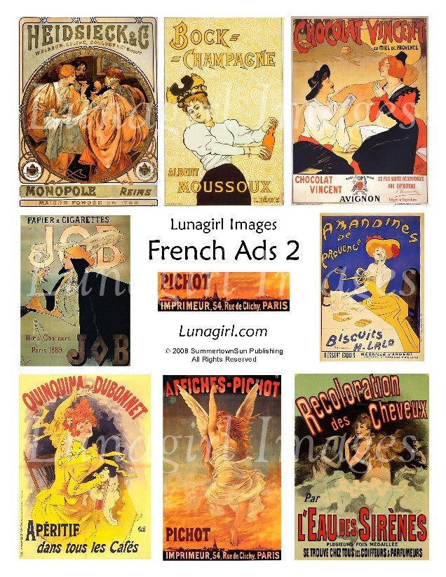 French Ads #2  Digital Collage Sheet - Lunagirl