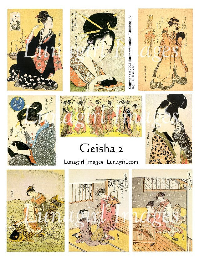 Geisha Vintage Images #2 Digital Collage Sheet - Lunagirl