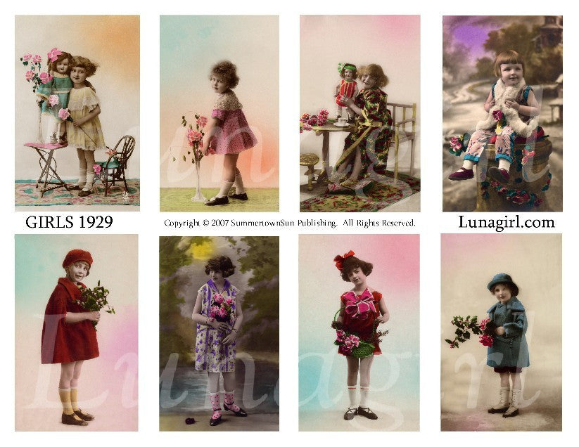 Girls 1929 Digital Collage Sheet - Lunagirl