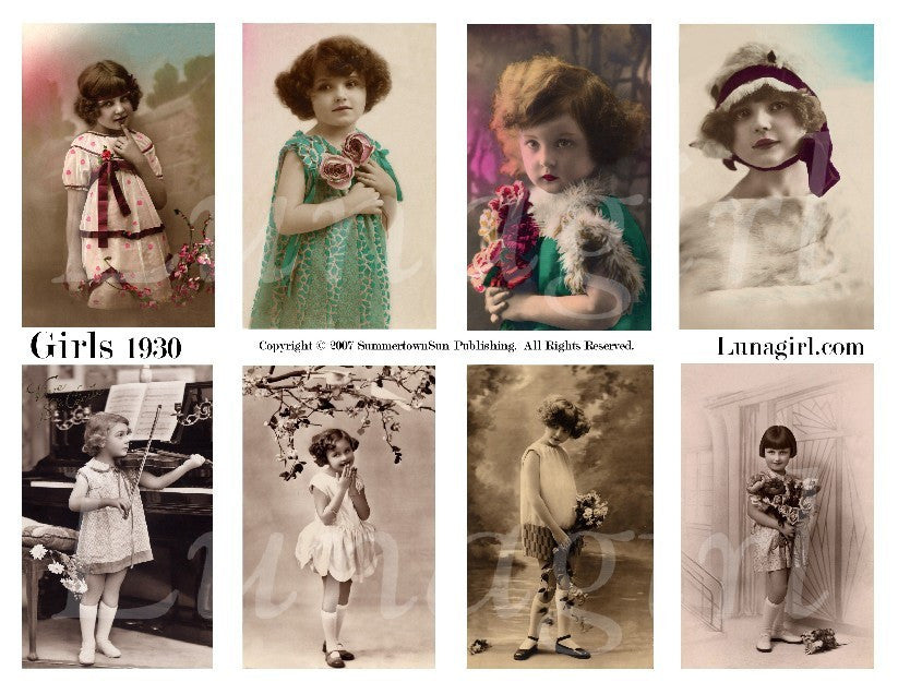 Girls 1930 Digital Collage Sheet - Lunagirl
