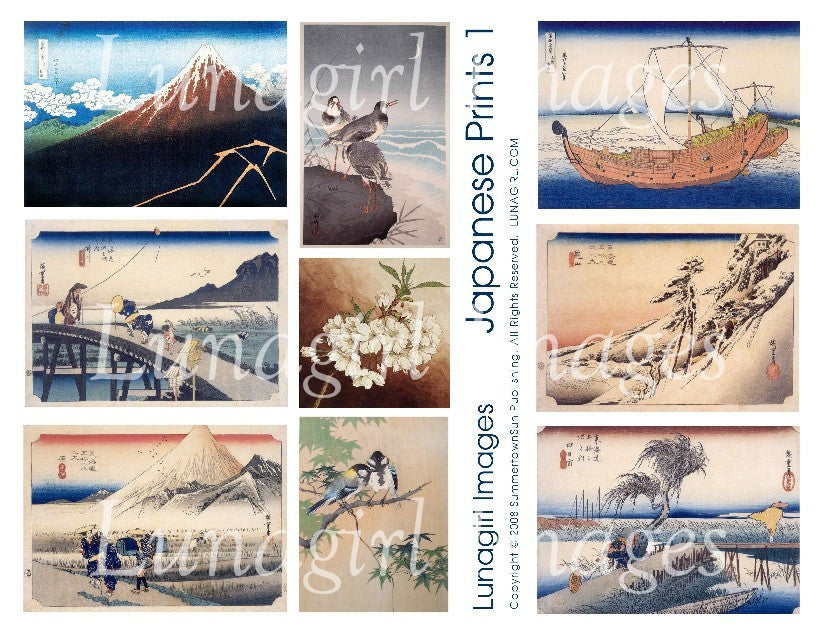 Japanese Prints #1 Digital Collage Sheet - Lunagirl