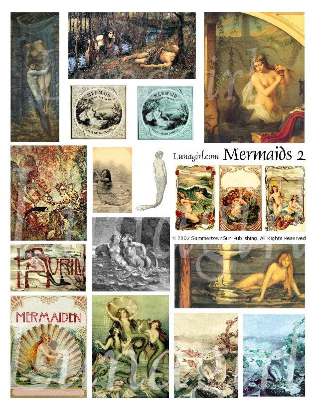 Mermaids #2 Digital Collage Sheet - Lunagirl