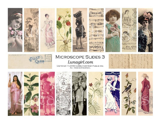 Microscope Slides #3 : 1x3" Pendants Digital Collage Sheet - Lunagirl
