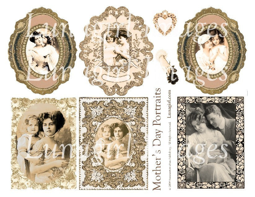 Mother's Day Portraits Digital Collage Sheet - Lunagirl